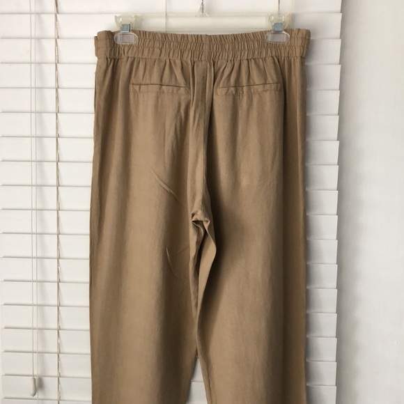 Forever 21 Linen Blend Pants Trousers Tan SZ M - Picture 7 of 8